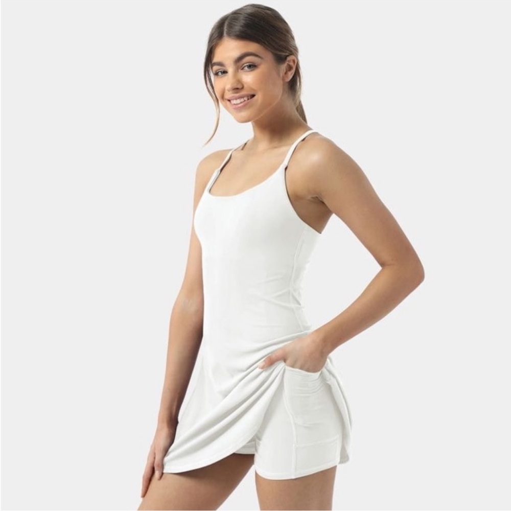 HALARA White Pocket Flare Active Dress, Size Medium